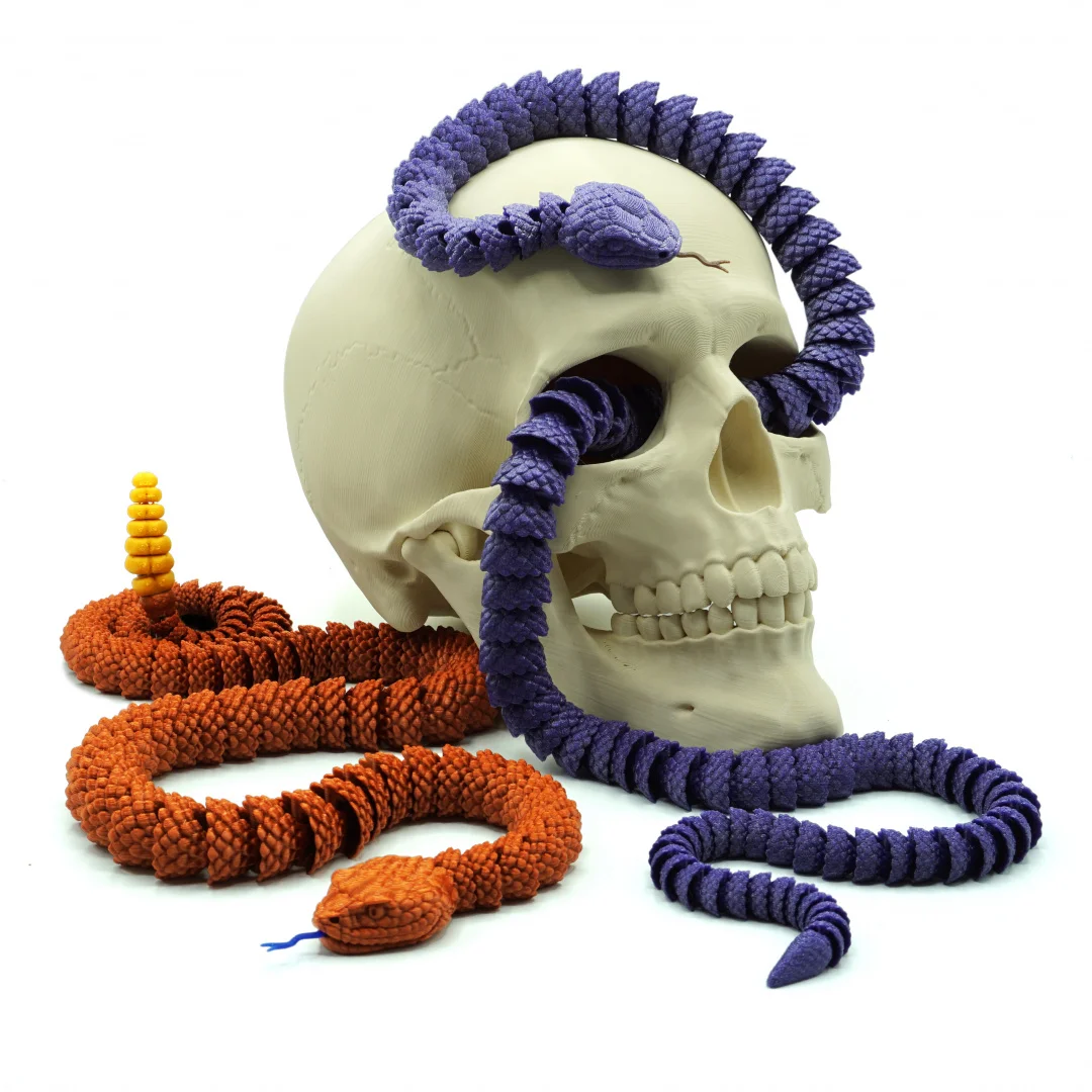 

3D printed jointed rattlesnake Flexible Realistic Made Ornament Toy Home Office Decoration