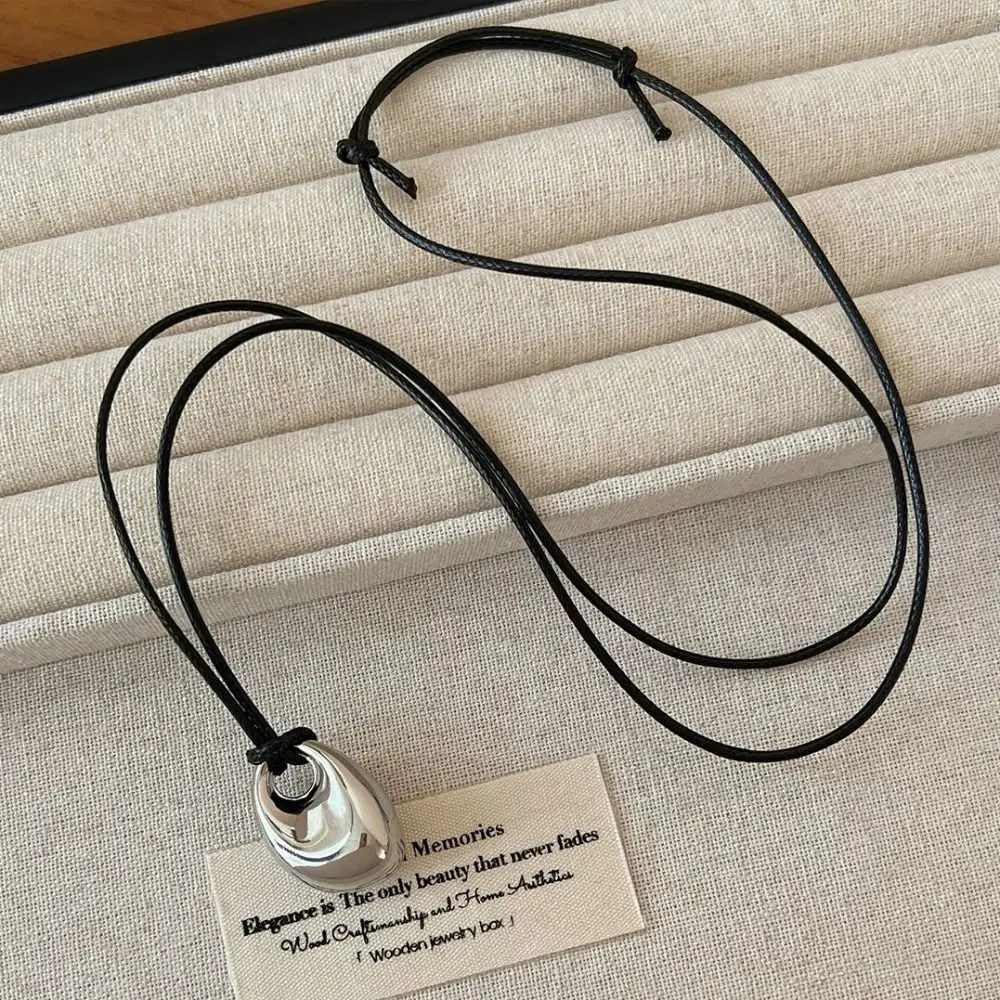 Простое ожерелье из черной веревки сплава подвеска в виде фасоли регулируемая