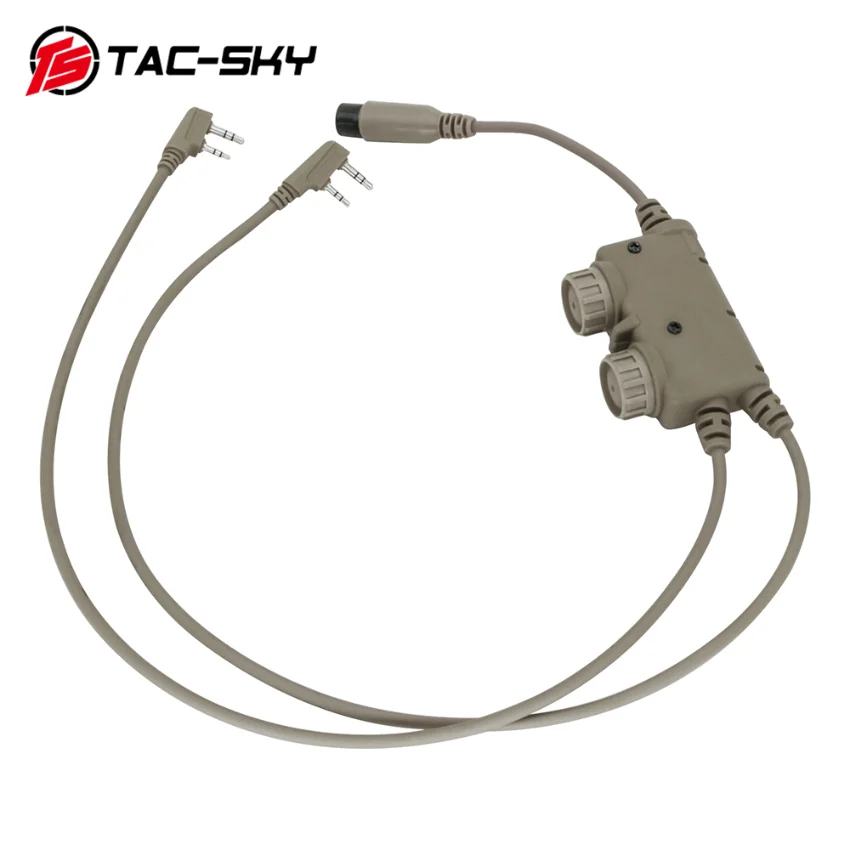TS TAC-SKY Tactical Headset Hunting Dual Adapter RAC PTT Kenwood Plug, Compatible With Baofeng UV5R Tactical Walkie-Talkie
