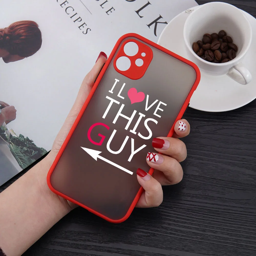 Матовый чехол с рисунком Love this Girl Boy для влюбленных пар телефона iPhone 11 12 13 Pro Max X XS XR