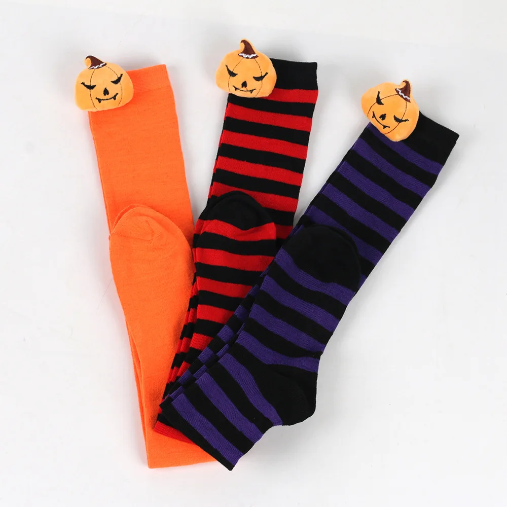 Женские Гольфы До Бедра На Хэллоуин Тыква Дьявол Колбаса Косплей Полосатые