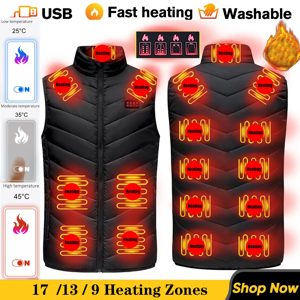 Heating Vest Thermal Clothing Hunting Vest Winter Heating Ja