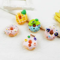 10pcs mini cute sweet food dessert donut cake flat back resin cabochon embellishments diy scrapbooking for girls hair bows