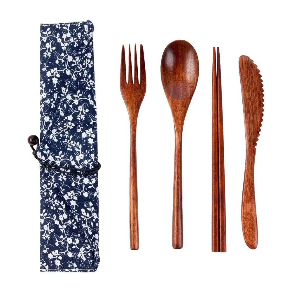 Столовые приборы деревянная утварь Set портативные столовые удобные в переноске с