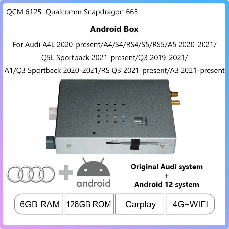 

For Audi A4L/A4/S4/RS4/S5/RS5/A5/Q5L Sportback/Q3/A1/Q3 Sportback/RS Q3/A3 Original System Upgrade Dual System Android 12