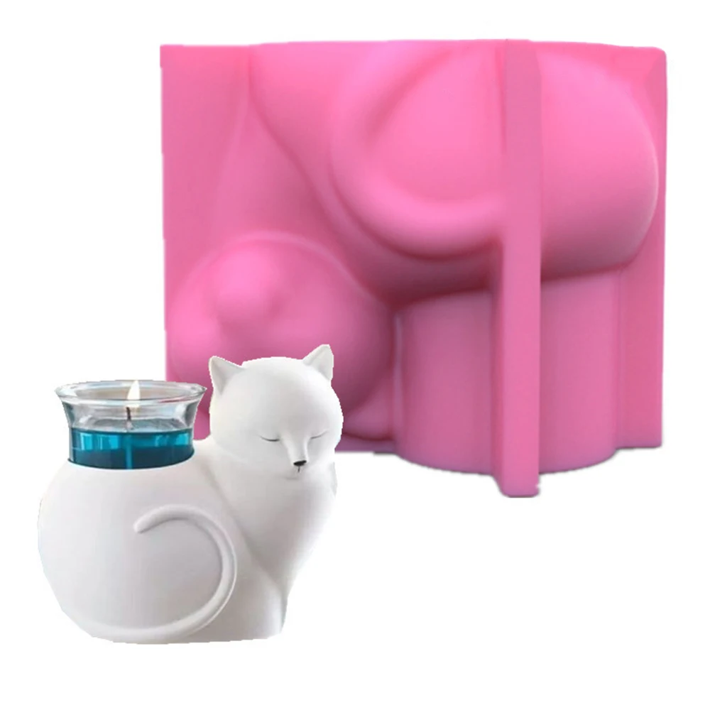 

Симпатичная форма в виде кота для цветов, искусственная силиконовая форма, форма для бетона, цементной глины, инструмент для домашнего деко...