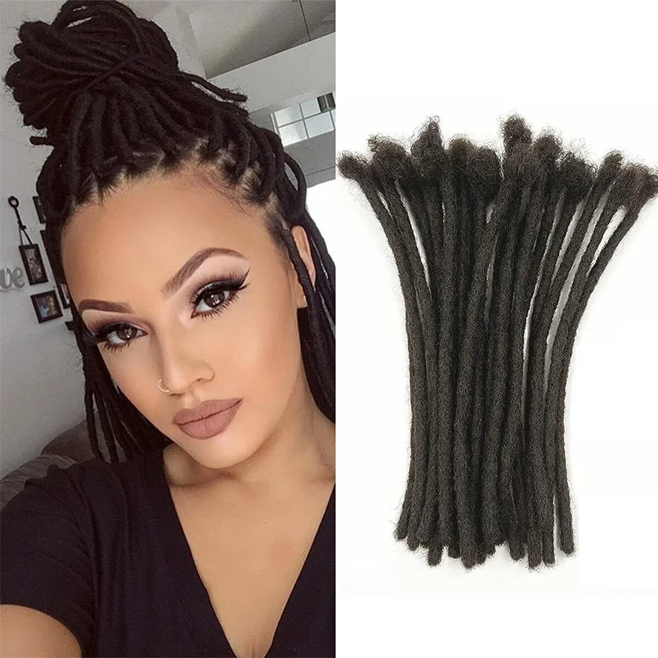 

8 дюймов Loc удлинители человеческие волосы 0,8 см ширина ручной работы Loc крючком плетеные человеческие волосы удлинители для мужчин/женщин натуральные черные