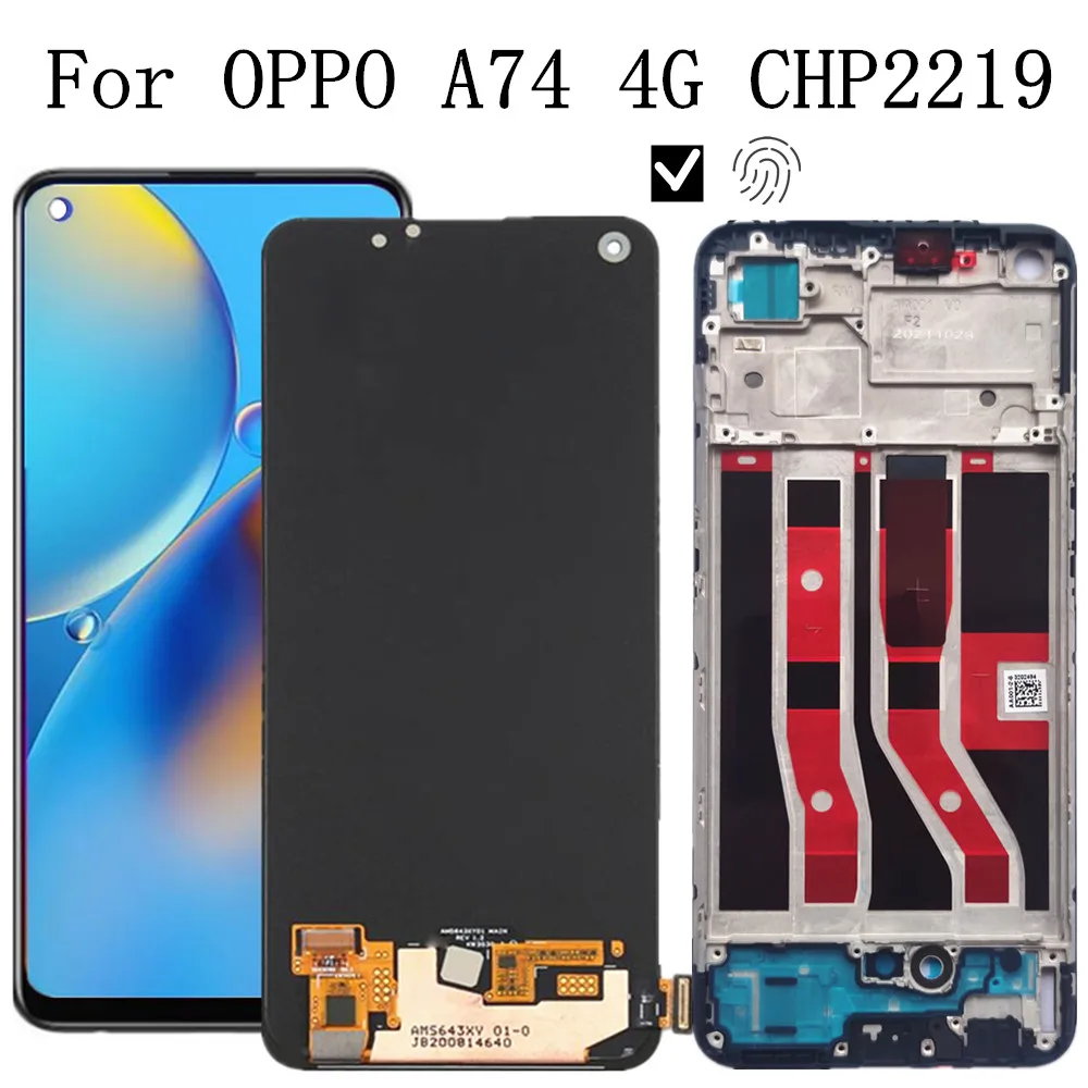 

ЖК-дисплей AMOLED 6,43 дюйма для OPPO A74, 4G, CHP2219, сенсорный дигитайзер, экран в сборе