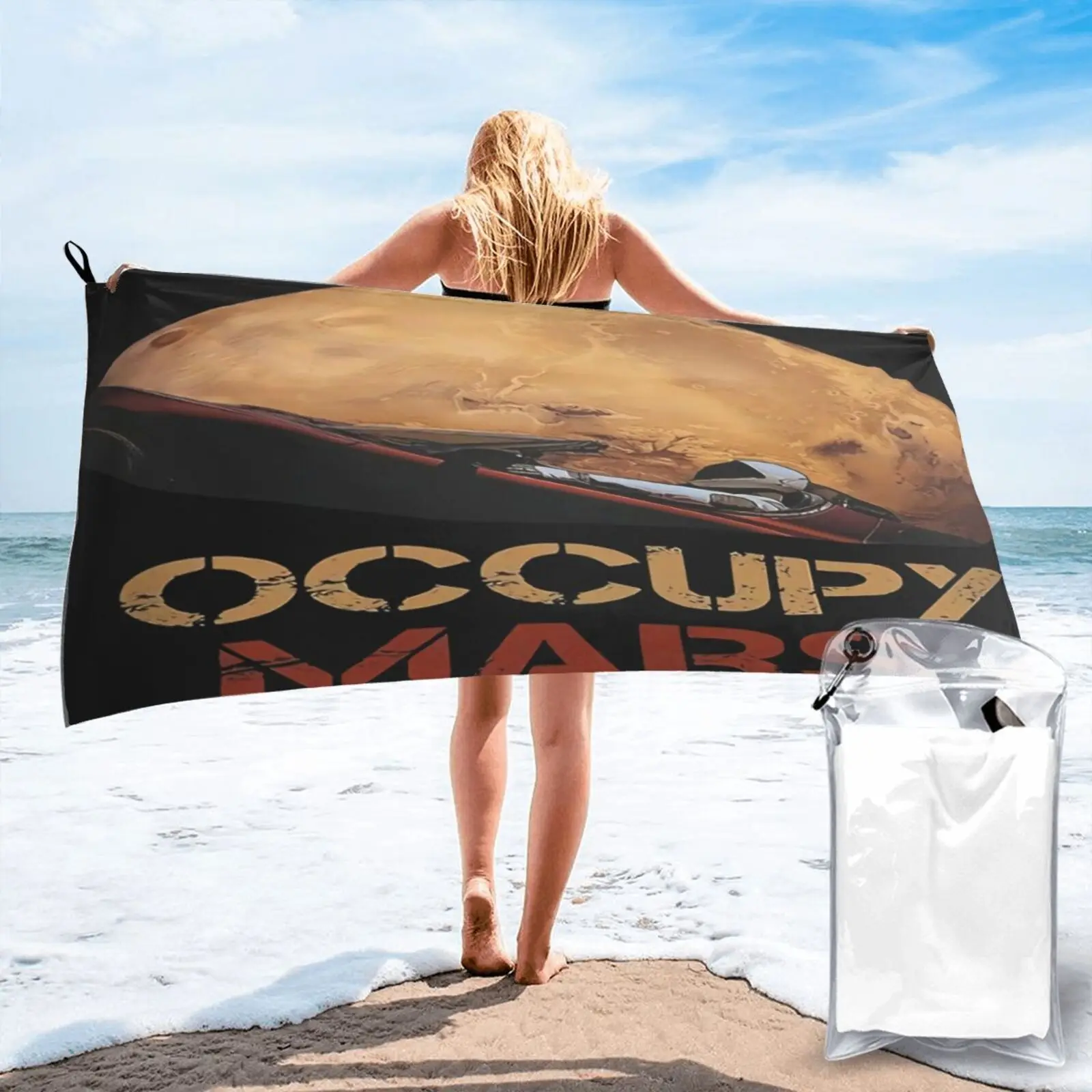 

Occupy Mars Tesla Elon Musk T38 2997 Beach Towel Beach Mat Sea Beach Towel Bath For Bath Terry Towels Kitchen Towel Face Towel