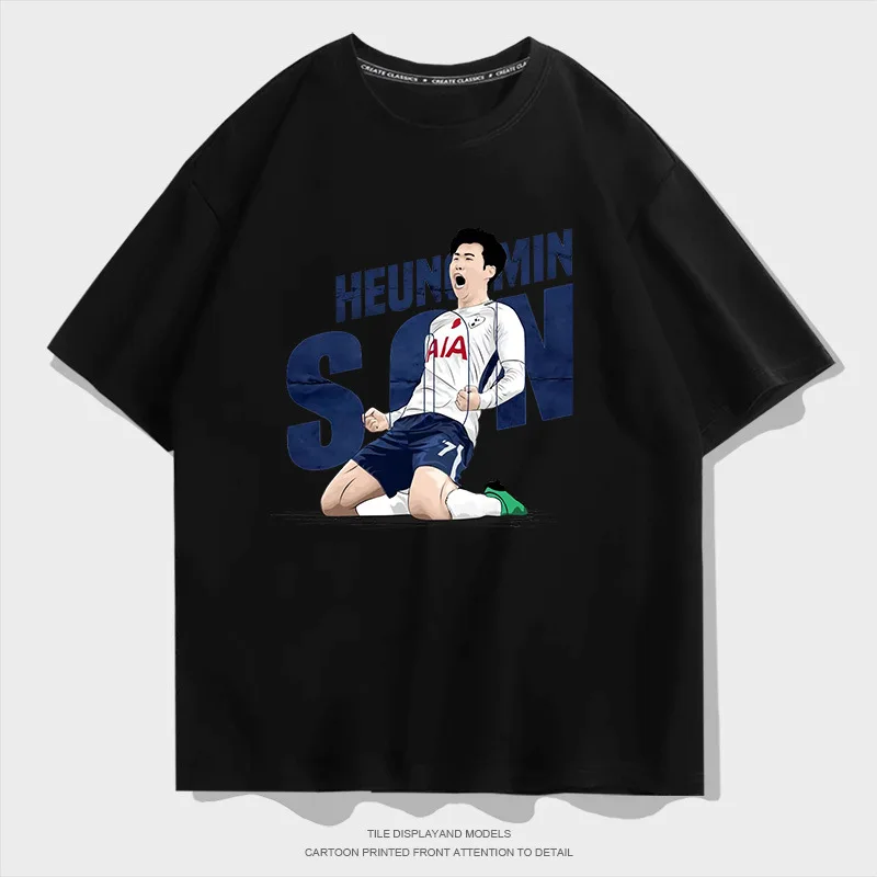 

2023 New Korea Son Heung-Min Football Player Short Sleeve T Shirt Men Women Half-sleeve Tee Cotton Clothes Oversize 4XL