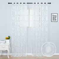 european luxury white sheer curtains for living room bedroom beige floral printed windows tulle curtain for kitchen room custom