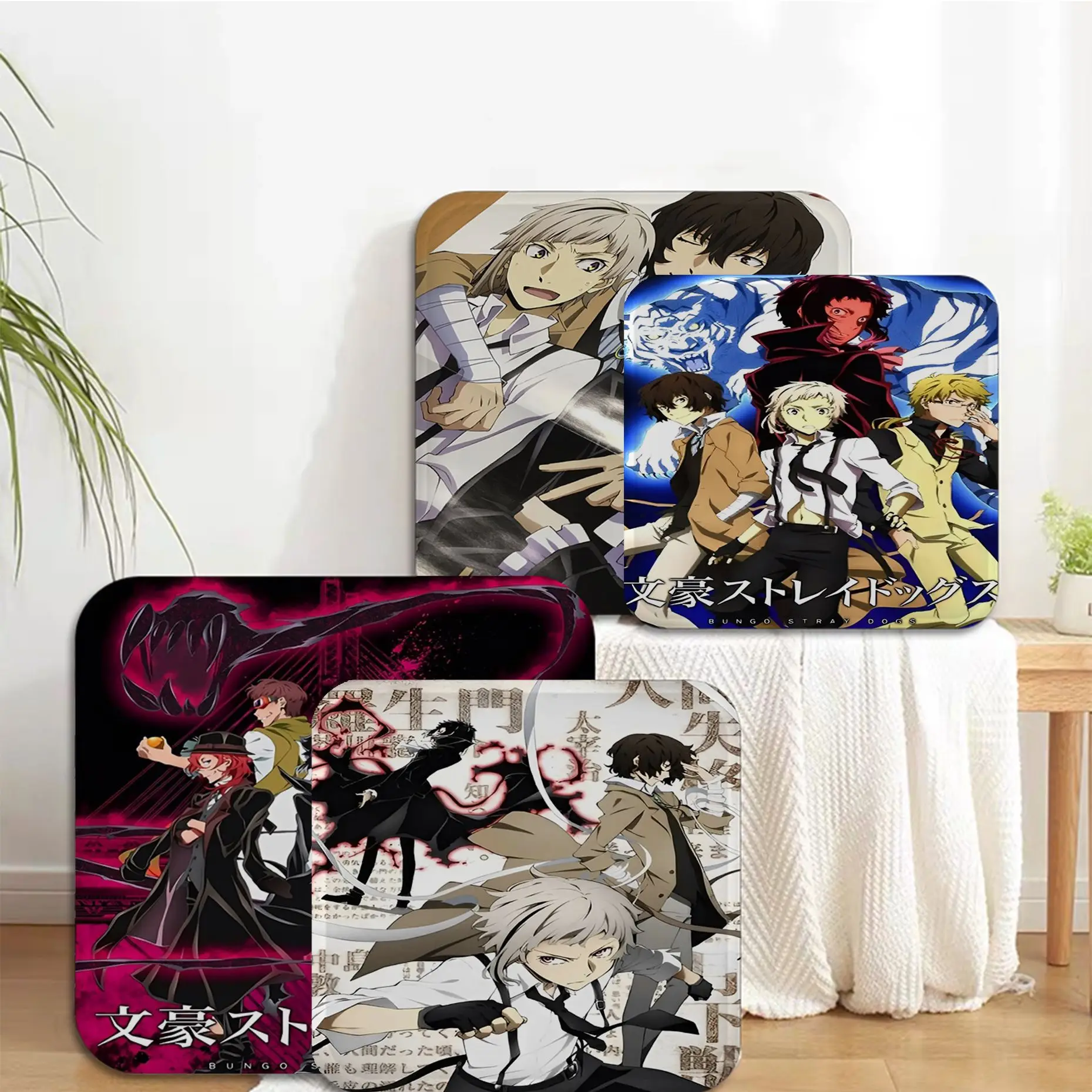 

Bungo Stray Dogs Square Seat Pad Household Cushion Soft Plush Chair Mat Winter Office Bar Cushion Pads