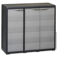 outdoor patio locker locking large storage cabinets garden cabinet with 2 shelves black and gray