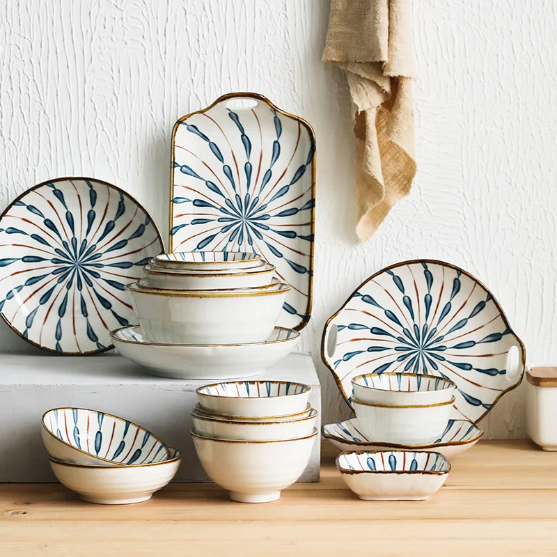 

Japanese hand-painted ceramic tableware underglaze color household bowl rice Ramen dish gift box