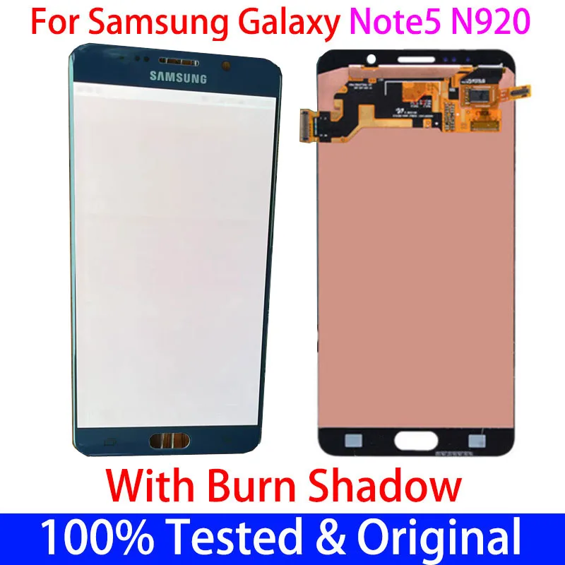 

ЖК-дисплей Super AMOLED для Samsung Galaxy Note 5, дисплей 5,7 дюйма, Note5 N920F N920A N920T N920V, сенсорный экран, защита от ожога теней, оригинал