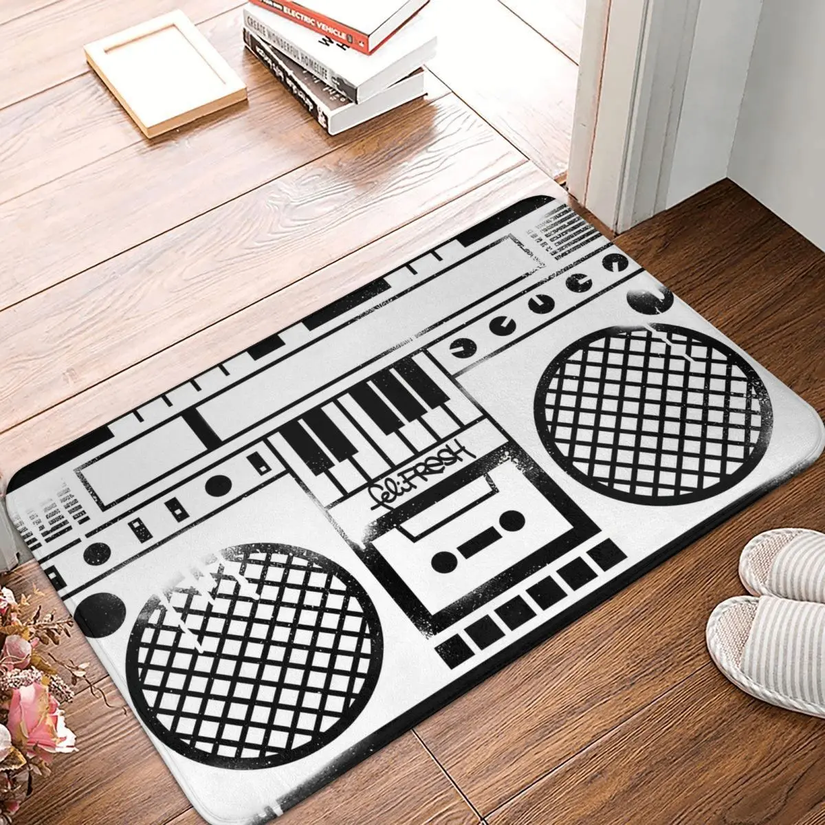 Fresh White Boombox Boom Box Music Non-Slip Carpet Doormat Living Room Kitchen Mat Entrance Door Floor Rug