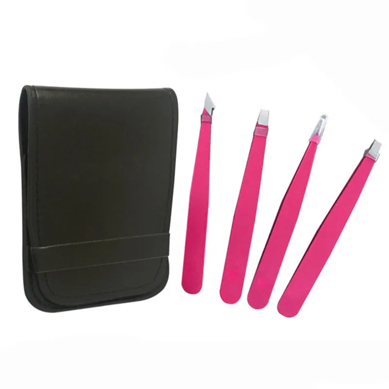 

4 Sets High Quality Eyebrow Tweezers New Arrivals Stainless Steel Pointed / Tilted Pointed / Flat Hair Removal Makeup Kit