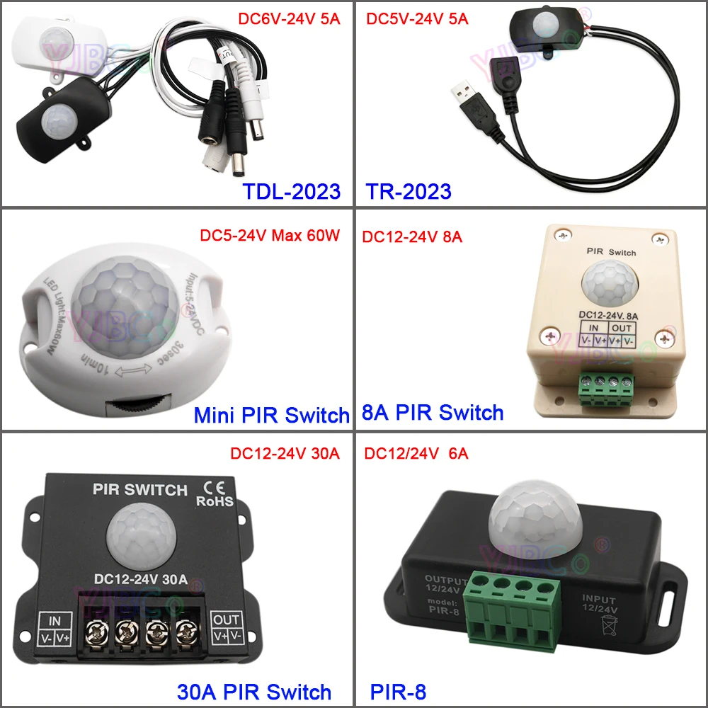 DC 5V 12V 24V Body Infrared PIR Switch Motion Sensor Human Motion Sensor Detector LED Strip Light Lamp  Switch Automatic
