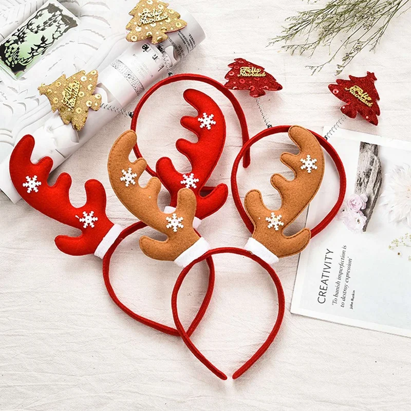 

1pcs Christmas Headband Hairband Antlers Snowflake Christmas Tree Headband Head Hoop Headwear Xmas Navidad Party Kids Favor Gift