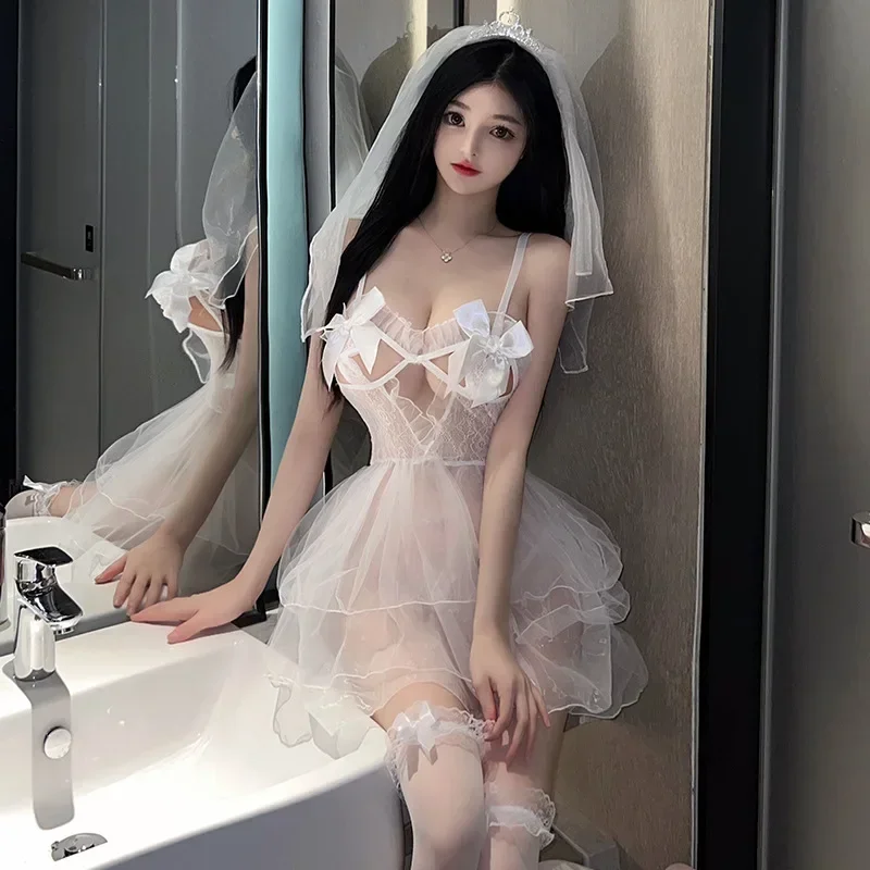 Sexi эротический наряд невесты комплекты свадебного нижнего белья сексуальные