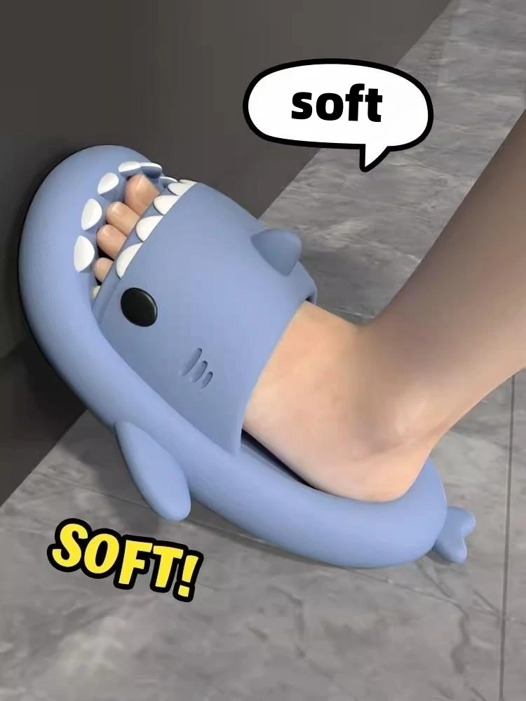 2023 Summer Cute Shark Slippers Women Men Indoor Bathroom Slides Kid Casual Flat Shoes Soft Cartoon EVA Beach Flip Flops