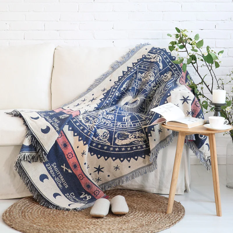 europe style sofa throw blanket cotton thread knitted blanket with tassel geometry bohemian sofa cover bed blanket home decor free global shipping