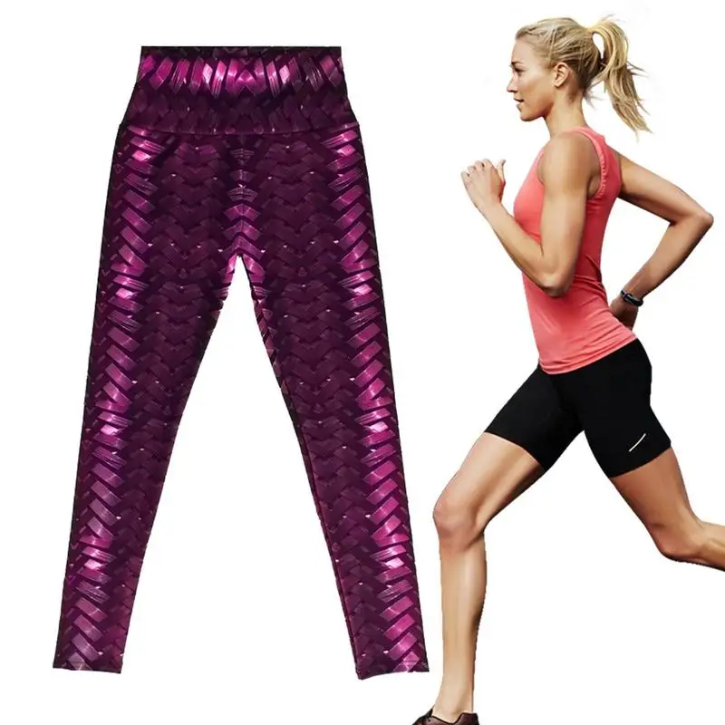 

Плетеные штаны для йоги, эластичные леггинсы для фитнеса, тренировочные штаны с принтом, облегающие спортивные упражнения для женщин, для бега