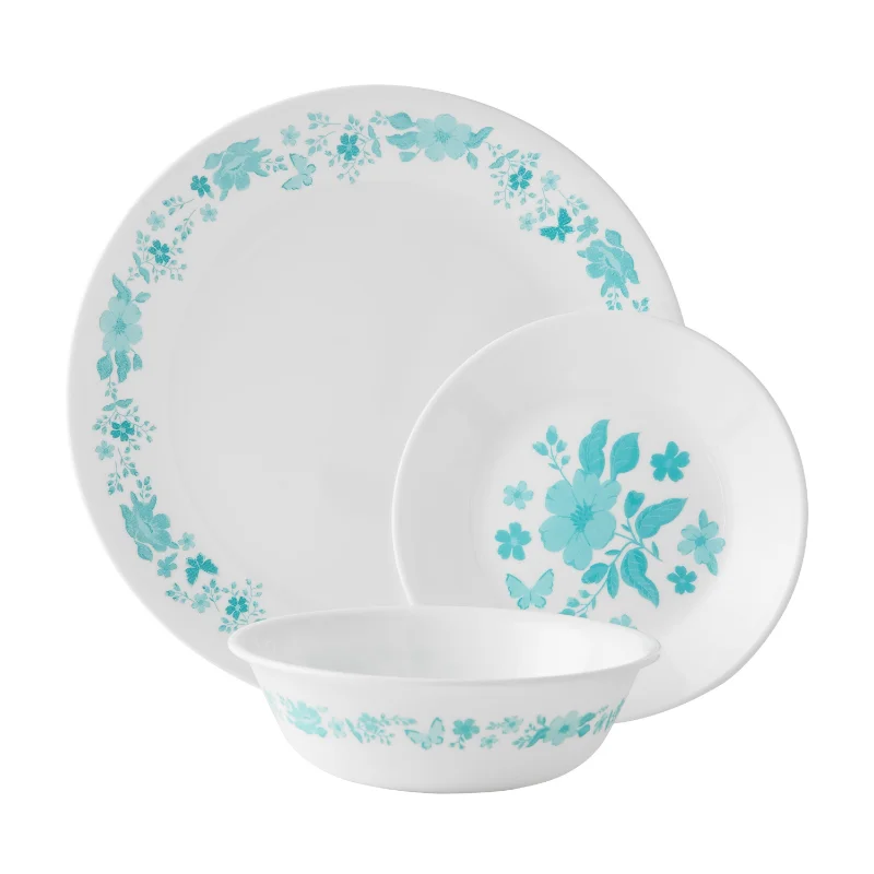 

The Pioneer Woman by Corelle 12-Piece Dinnerware Set, Evie, Teal dinnerware set dinner plate ceramic