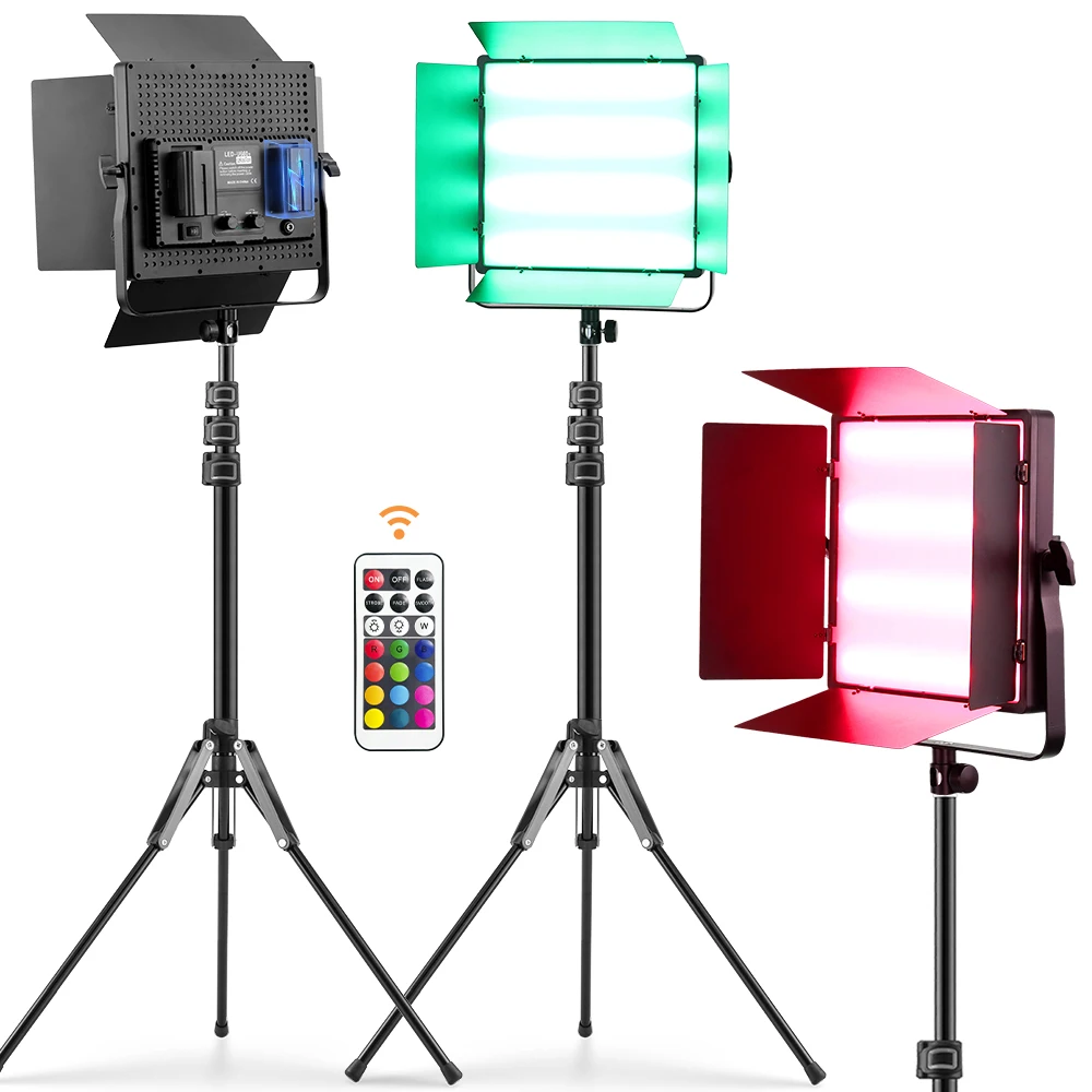 

12" RGB LED Video Lights Professional Panel Lamp Kit Dimmable Bi-Color With Remote for Live Stream YouTube Photography Tiktok