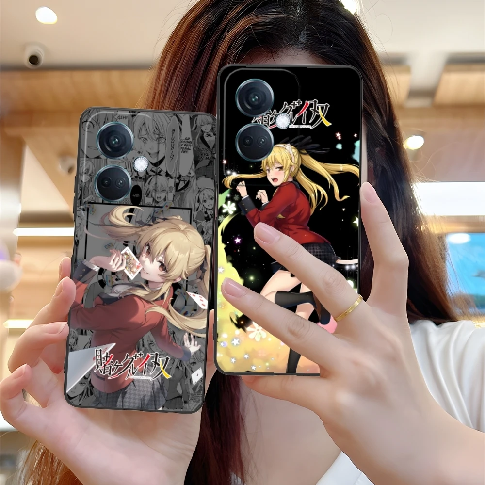 Kakegurui Mary Anime Mobile Cell Phone Case for OPPO Find X5 X3 X2 A93 Reno 8 7 Pro A74 A72 A53 Black Soft Cover Shell