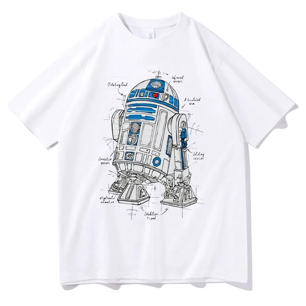 

R2D2 Plan Print Tshirt Funny Harajuku Tees Male Oversized Short-Sleeve Men Women Fashion Loose T Shirt Summer Harajuku T-shirt