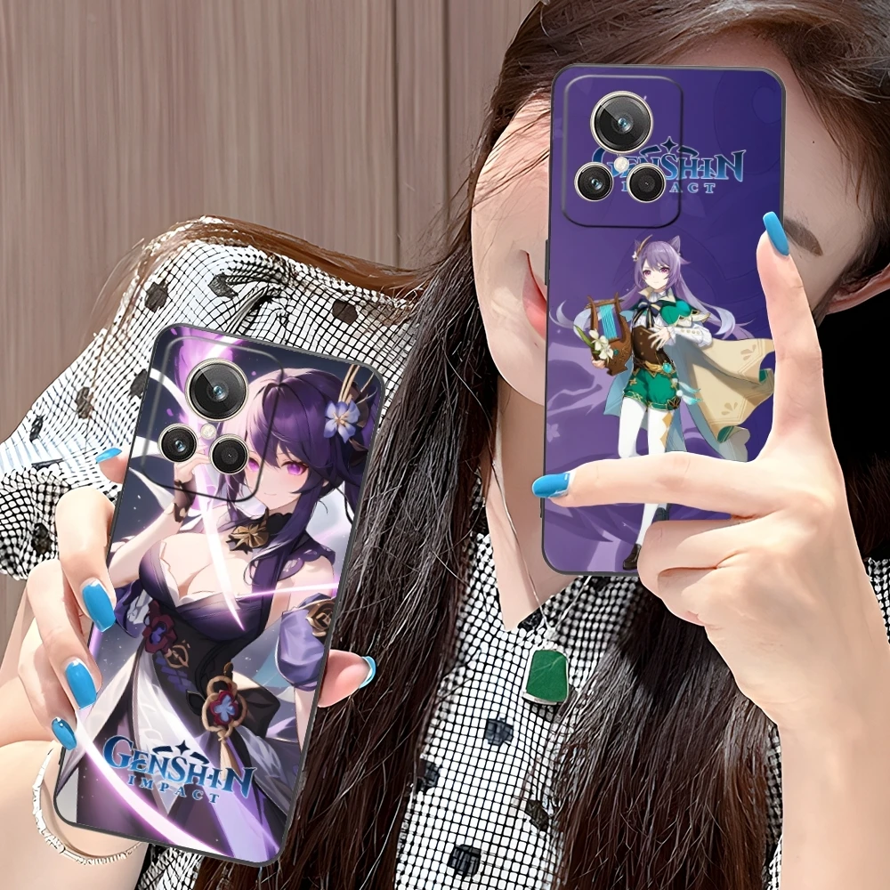 Genshin Impact Keqing мобильный телефон для Realme GT 2 9i 8i 7i Pro X50 X2 C35 C21 C20 C11 C3 черный мягкий