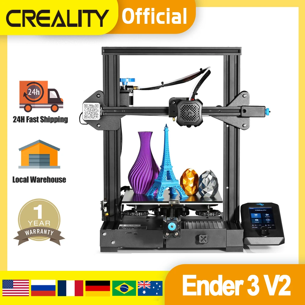 

Creality Official Ender 3 V2 3D Printer Upgrade Ender 3 Motherboard Silent New UI 4.3inch Color LCD Screen DIY FDM 3D Printer