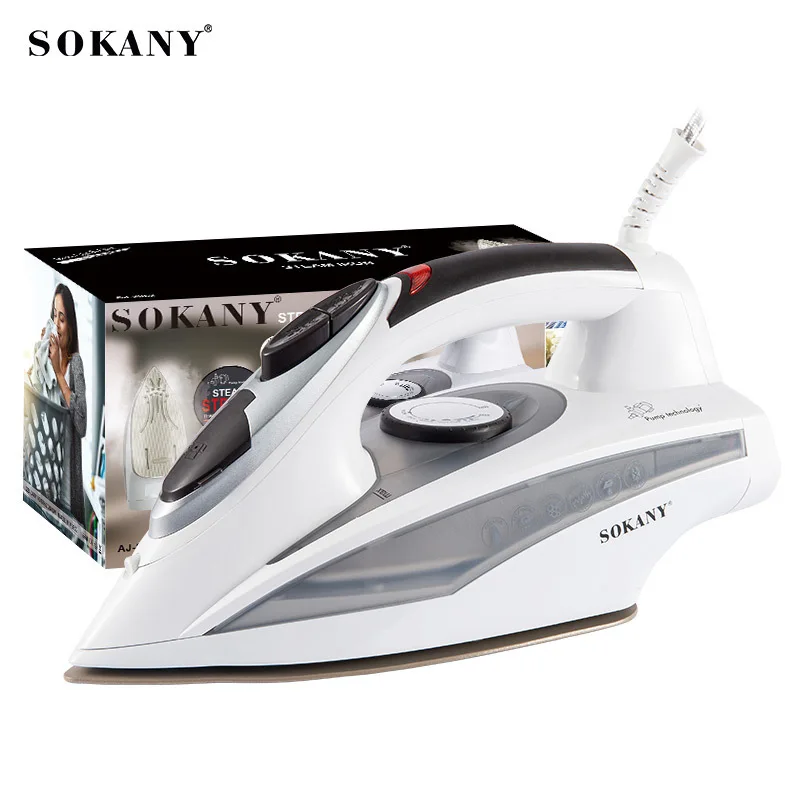 Steam Iron for Clothes, Fabric Steamer,  2400W Powerful Steam, Self-cleaning, White