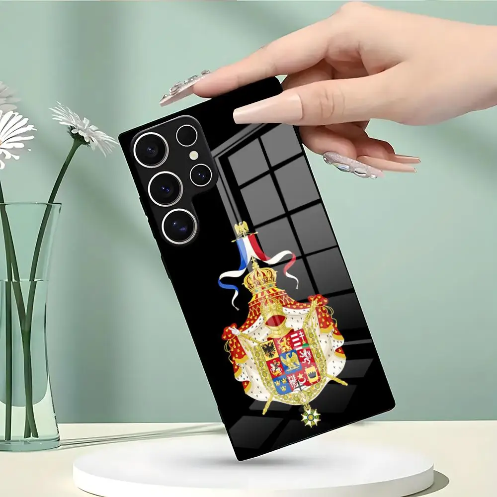 Фото Чехол для телефона с гербом Наполеона для Samsung S26 S25 Edge S24 S23 S22 Ultra Plus Fe A57 A37 A17 A56 5G, стеклянная крышка №5