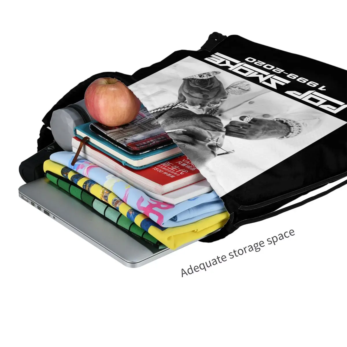 Рюкзак на шнурке Pop Smoke Rapper Новый Винтажный стиль экологически чистые сумки для