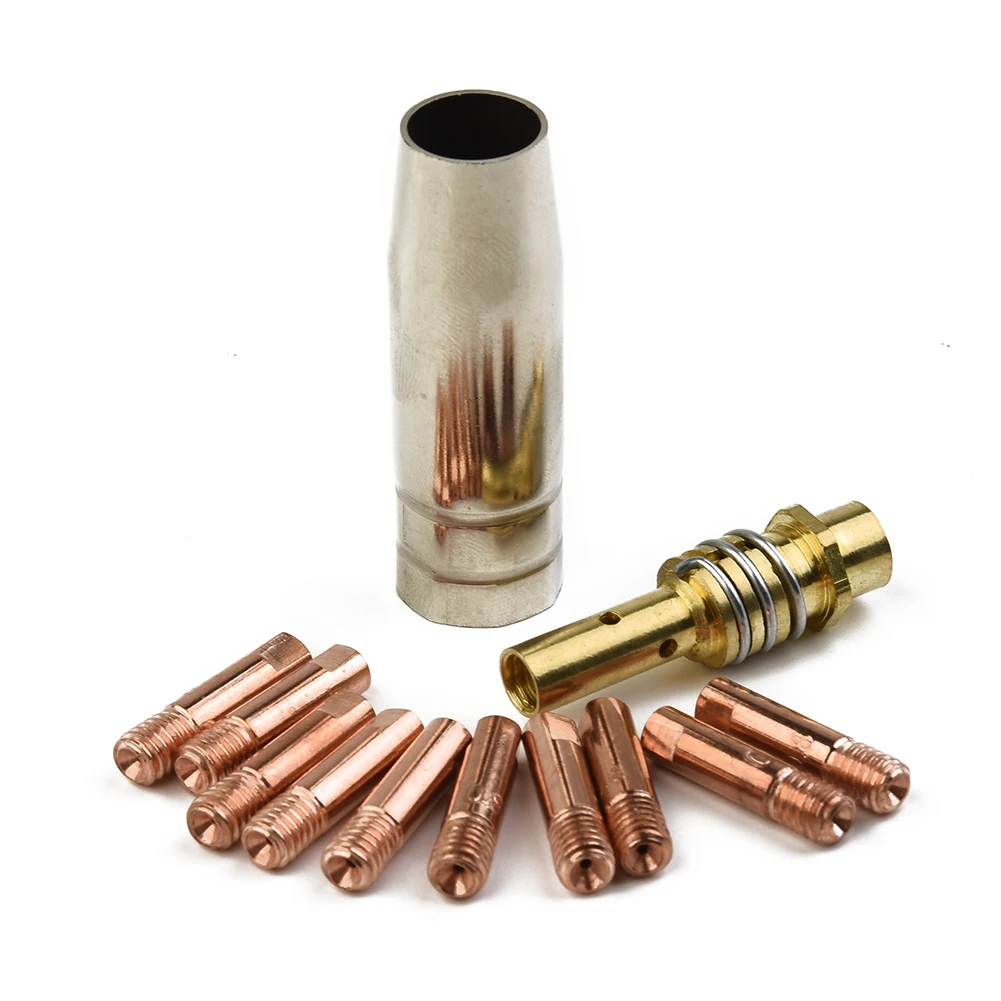 

12pcs/Set MB 15AK MIG/MAG Welding Contact Tips 0.8x25mm M6 Gas Nozzle Tip Holder Gas Diffuser Connector Rod And Nozzle Shroud
