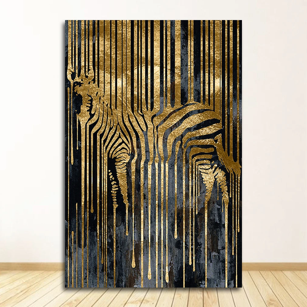 

Декоративная картина для комнаты, спальни, абстрактное искусство без рамки, Золотая Зебра, в нордическом современном стиле, s холст, картины для гостиной