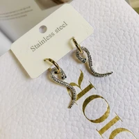 ybwl diamond snake hoop earrings for womenn vintage zircon gold white and black color eardrop femmel personality jewelry gift