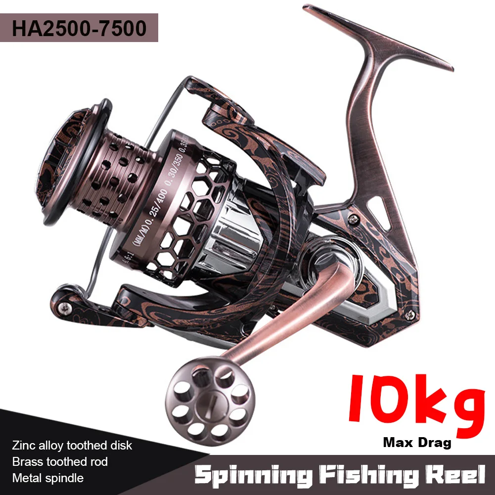 

4.6:1 Fishing Spinning Reel 10kg Drag System Spinning Wheel Fishing Coil 2500-7500 All Metal Fishing Reel Tackles