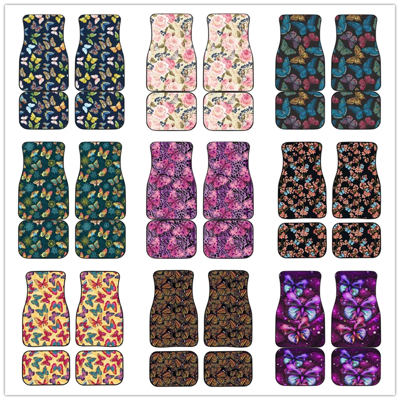 

Коврик для пола автомобильный в виде бабочки, Нескользящий Резиновый коврик в винтажном стиле, 4 шт./упаковка, аксессуары для автомобиля