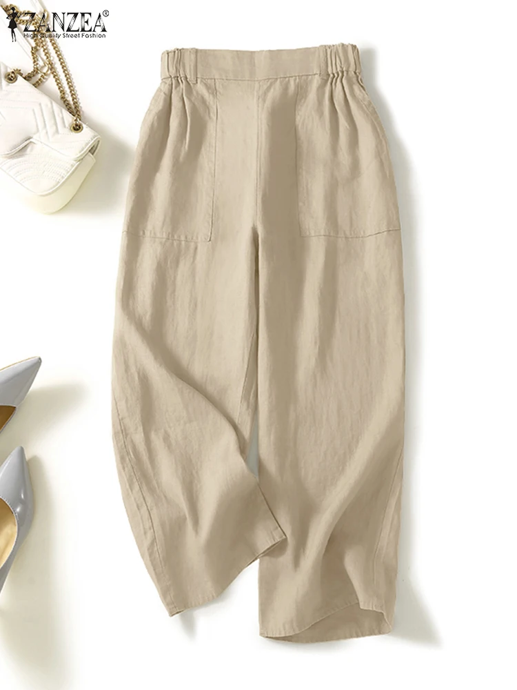 Брюки ZANZEA женские хлопковые с широкими штанинами винтажные повседневные