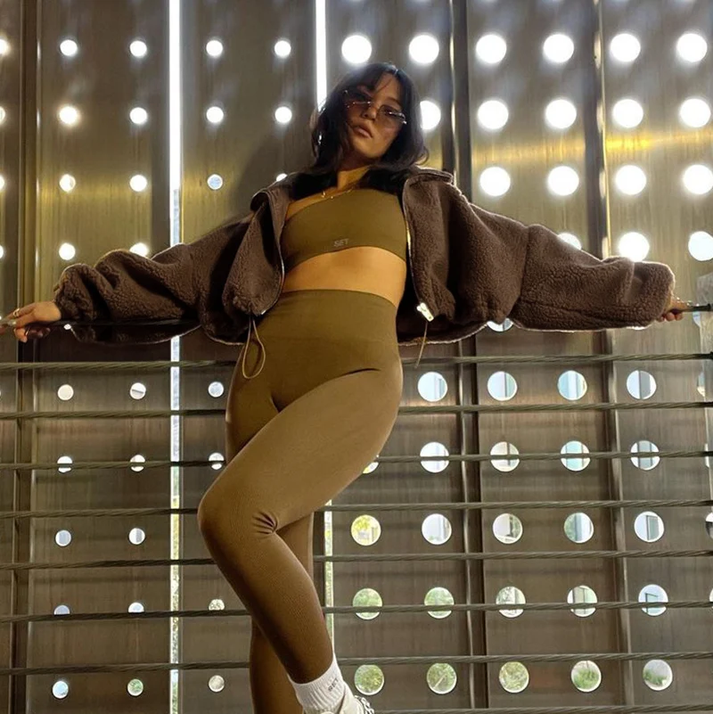 Autumn and Winter Women's Cashmere 2021 Sweatshirt Korean Zipper Casual Teddy Jacket Warm Jacket Street Casual Loose Jacket