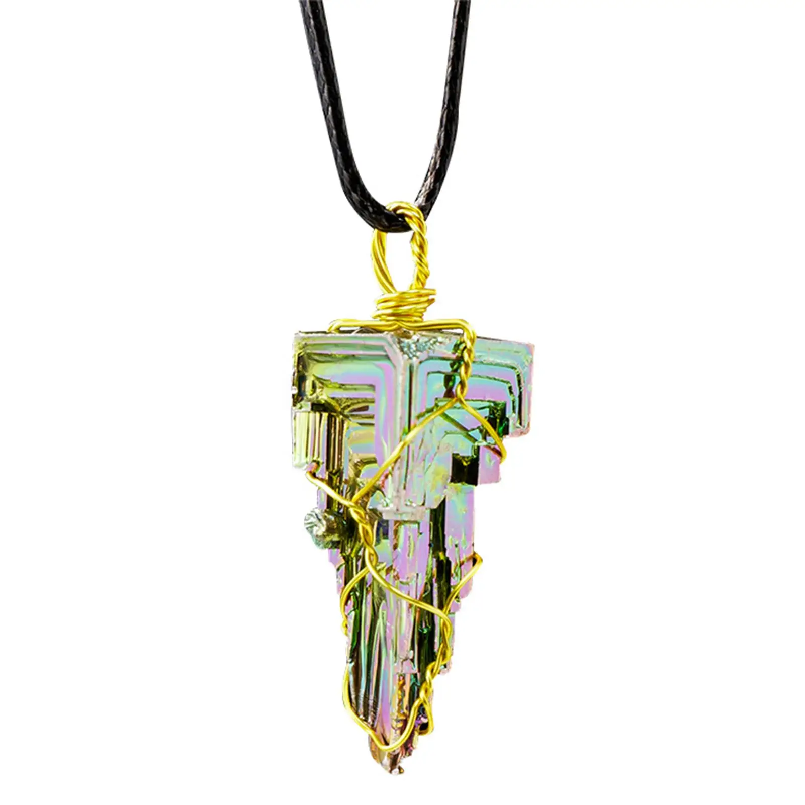 

Bismuth Ore Necklace Crystal Pendants For Women Metal Crystals Gemstone Necklace For Spiritual Energy Healing Irregular Shape