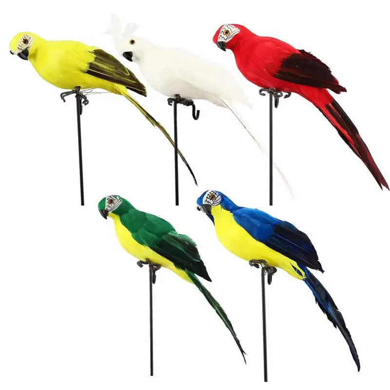 

Artificial Birds Fake Parrot Creative Feather Lawn Figurine Ornament Realistic Animal Bird Prop Decoration Garden Supplies