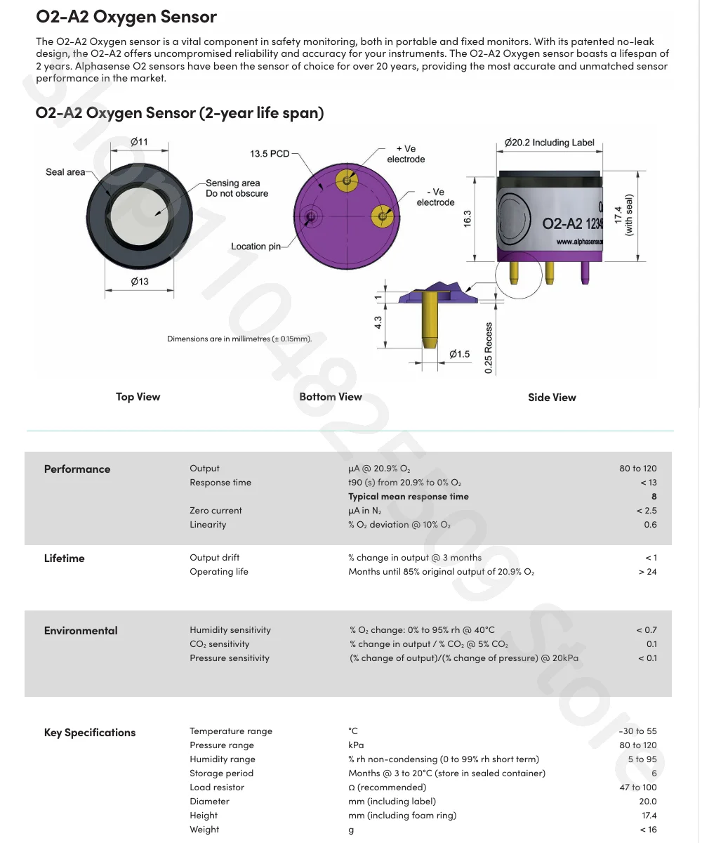 Фото 1 шт. 100% оригинальный новый O2-A2 O2 газ O2A2 British Alphasense O2 snesor длительный датчик кислорода кислородная батарея №4