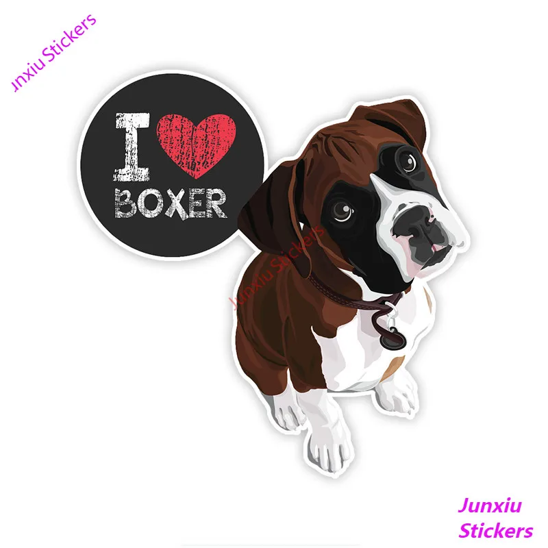 

Cartoon I Love My Boxer Dog Car Sticker Vinyl Auto Accessories Car Window Car Styling Decal PVC 15cm*15cm