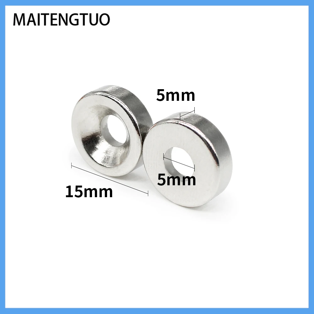 

5/10/15/20/30/50PCS 15x5-4 Disc Search Magnet 15*5 mm Hole 5 mm N35 Round Countersunk Permanent Neodymium Magnet 15mm x 5mm-4mm