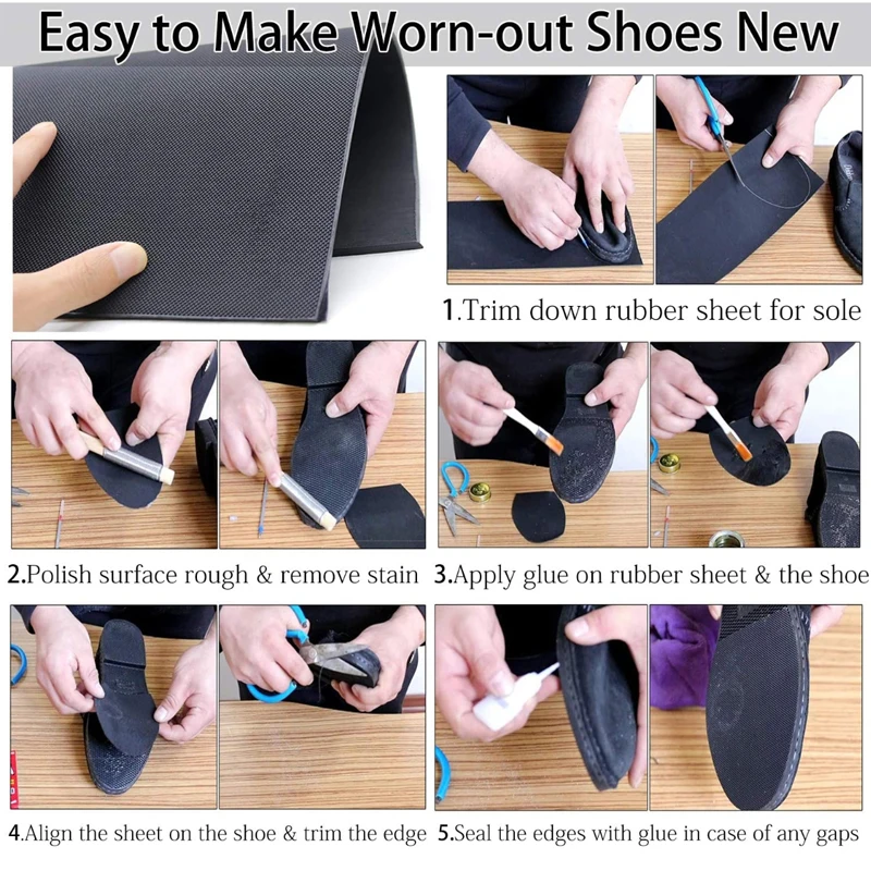 Rubber Shoe Sole Repair Patches Grips Anti-Slip Outsoles Insoles for Shoes Making High Heels Sandals Soles Replacement Material