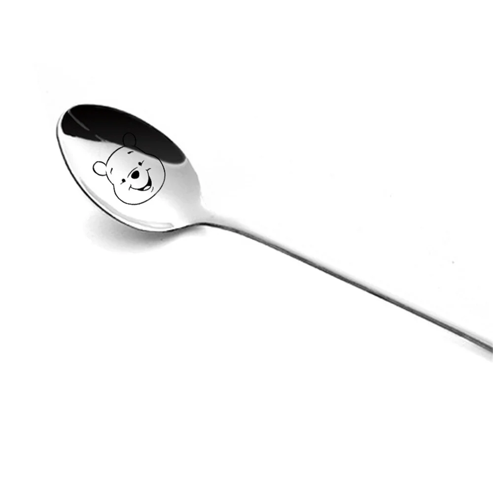 Детская ложка из нержавеющей стали с длинной ручкой и мультяшным Микки